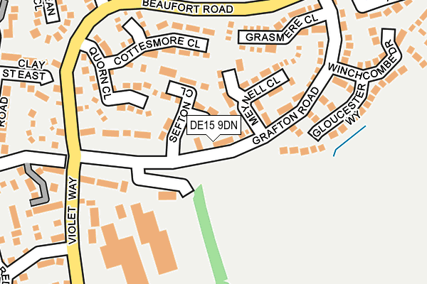 DE15 9DN map - OS OpenMap – Local (Ordnance Survey)