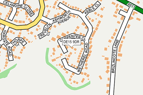 DE15 9DR map - OS OpenMap – Local (Ordnance Survey)