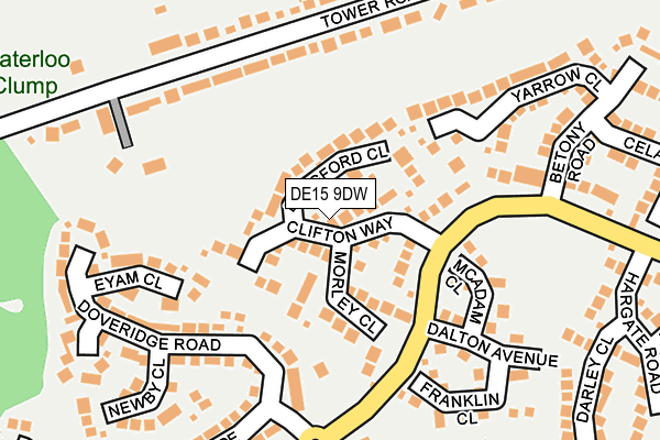 DE15 9DW map - OS OpenMap – Local (Ordnance Survey)