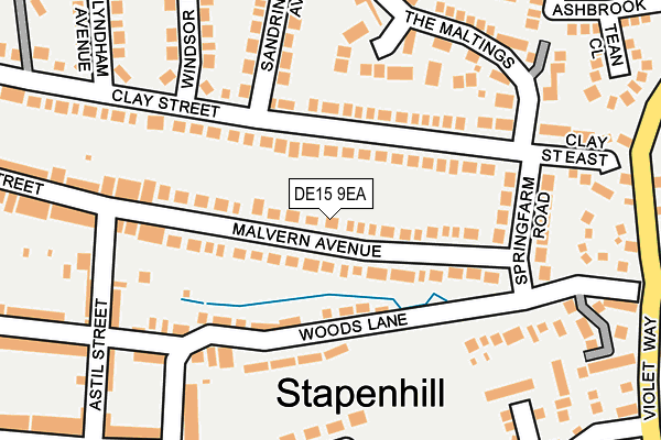 DE15 9EA map - OS OpenMap – Local (Ordnance Survey)