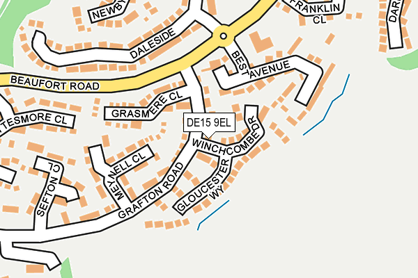 DE15 9EL map - OS OpenMap – Local (Ordnance Survey)