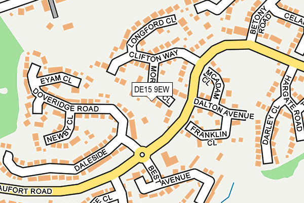 DE15 9EW map - OS OpenMap – Local (Ordnance Survey)