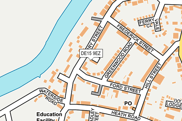 DE15 9EZ map - OS OpenMap – Local (Ordnance Survey)