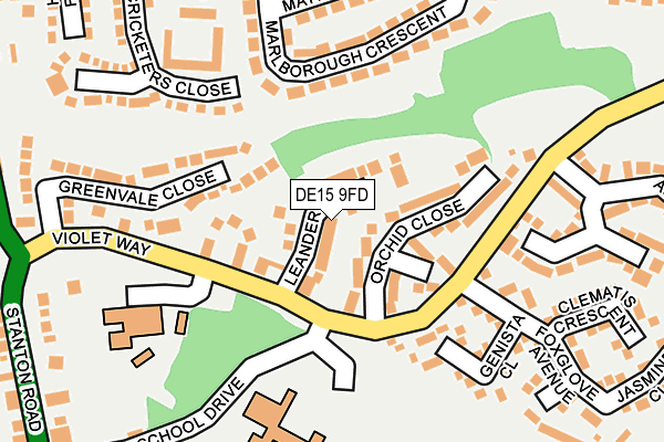 DE15 9FD map - OS OpenMap – Local (Ordnance Survey)