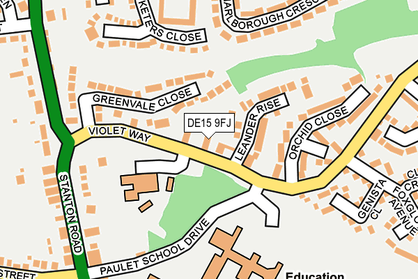 DE15 9FJ map - OS OpenMap – Local (Ordnance Survey)