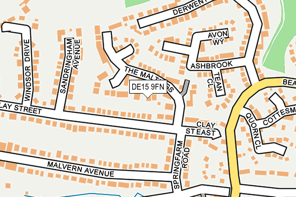 DE15 9FN map - OS OpenMap – Local (Ordnance Survey)