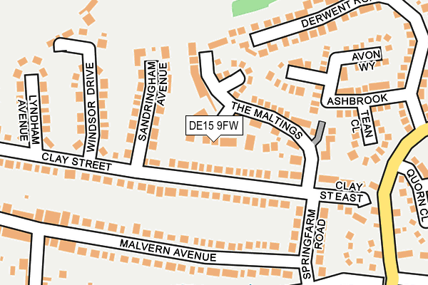 DE15 9FW map - OS OpenMap – Local (Ordnance Survey)