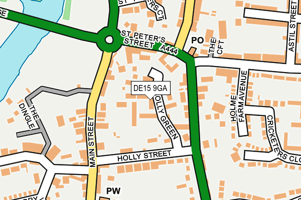 DE15 9GA map - OS OpenMap – Local (Ordnance Survey)