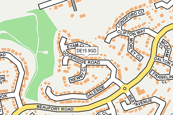 DE15 9GD map - OS OpenMap – Local (Ordnance Survey)