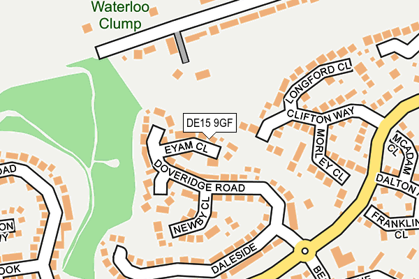 DE15 9GF map - OS OpenMap – Local (Ordnance Survey)