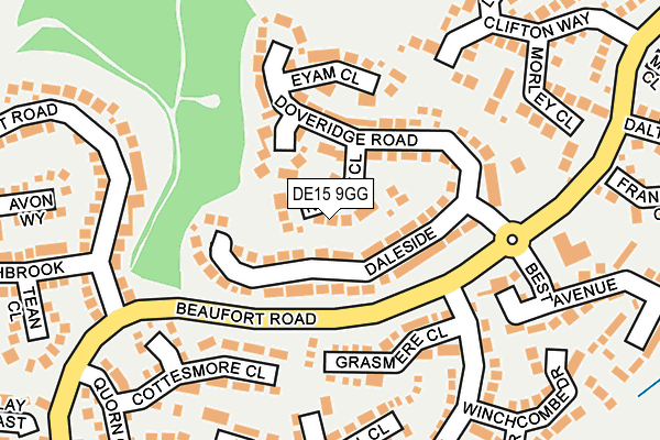 DE15 9GG map - OS OpenMap – Local (Ordnance Survey)