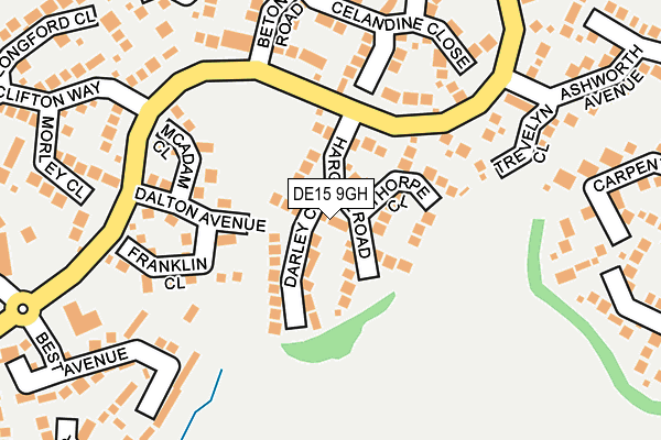 DE15 9GH map - OS OpenMap – Local (Ordnance Survey)