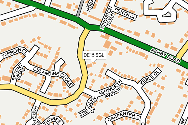 DE15 9GL map - OS OpenMap – Local (Ordnance Survey)