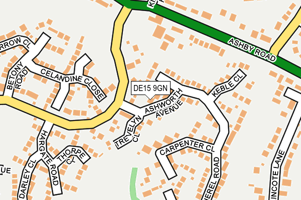 DE15 9GN map - OS OpenMap – Local (Ordnance Survey)