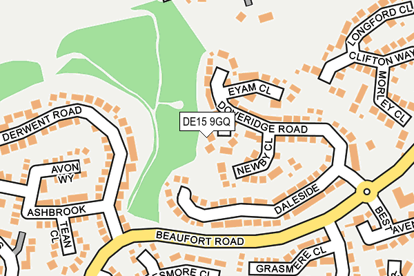 DE15 9GQ map - OS OpenMap – Local (Ordnance Survey)