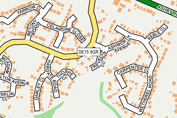 DE15 9GR map - OS OpenMap – Local (Ordnance Survey)