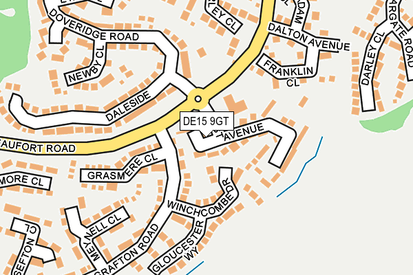 DE15 9GT map - OS OpenMap – Local (Ordnance Survey)
