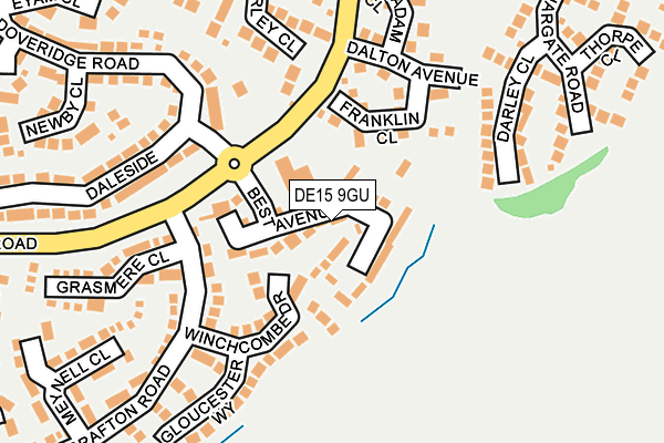 DE15 9GU map - OS OpenMap – Local (Ordnance Survey)