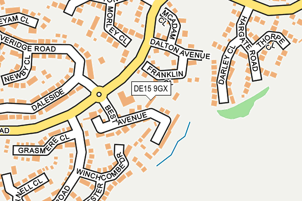 DE15 9GX map - OS OpenMap – Local (Ordnance Survey)