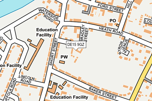 DE15 9GZ map - OS OpenMap – Local (Ordnance Survey)
