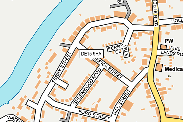 DE15 9HA map - OS OpenMap – Local (Ordnance Survey)