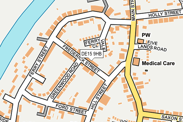 DE15 9HB map - OS OpenMap – Local (Ordnance Survey)