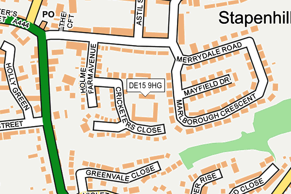 DE15 9HG map - OS OpenMap – Local (Ordnance Survey)