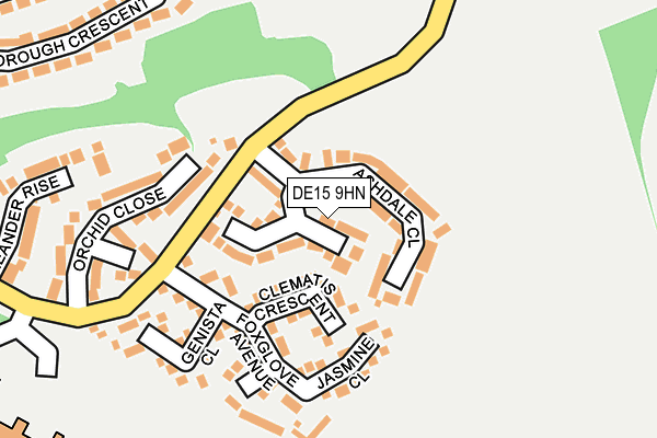 DE15 9HN map - OS OpenMap – Local (Ordnance Survey)