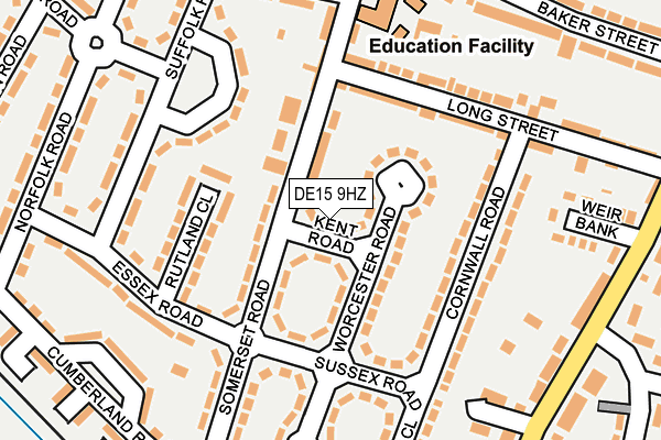 DE15 9HZ map - OS OpenMap – Local (Ordnance Survey)