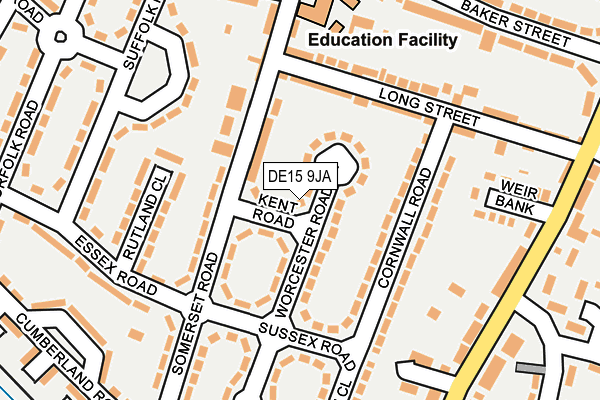 DE15 9JA map - OS OpenMap – Local (Ordnance Survey)