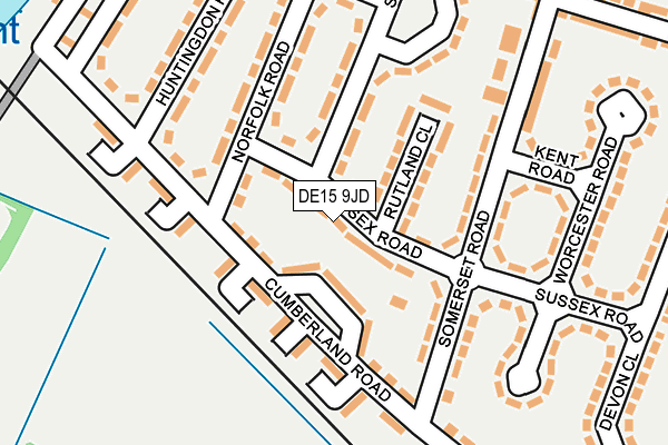 DE15 9JD map - OS OpenMap – Local (Ordnance Survey)