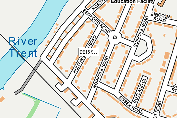 DE15 9JJ map - OS OpenMap – Local (Ordnance Survey)