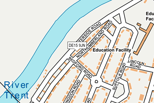 DE15 9JN map - OS OpenMap – Local (Ordnance Survey)