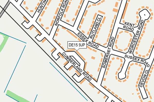 DE15 9JP map - OS OpenMap – Local (Ordnance Survey)