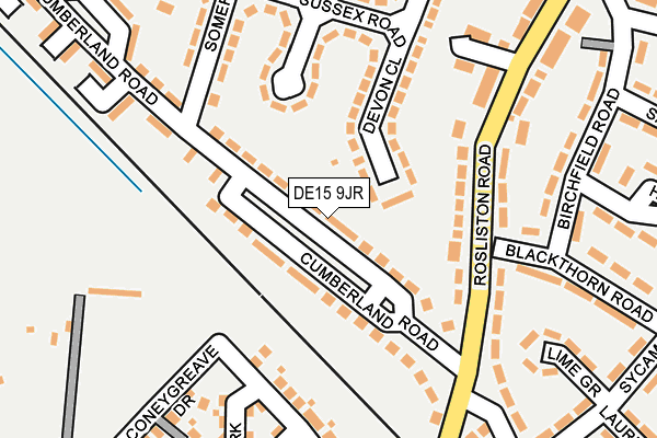 DE15 9JR map - OS OpenMap – Local (Ordnance Survey)