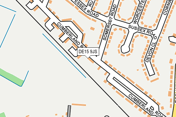DE15 9JS map - OS OpenMap – Local (Ordnance Survey)