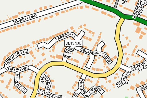 DE15 9JU map - OS OpenMap – Local (Ordnance Survey)