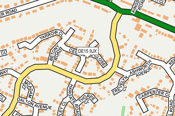 DE15 9JX map - OS OpenMap – Local (Ordnance Survey)