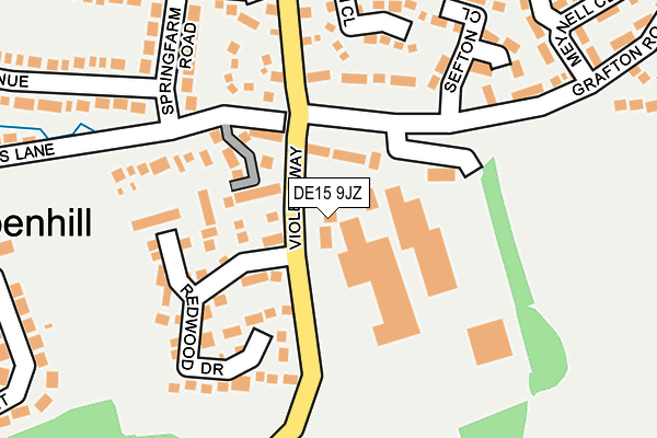 DE15 9JZ map - OS OpenMap – Local (Ordnance Survey)