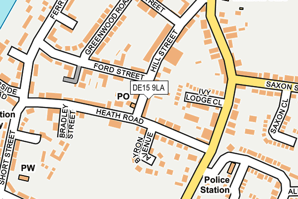 DE15 9LA map - OS OpenMap – Local (Ordnance Survey)