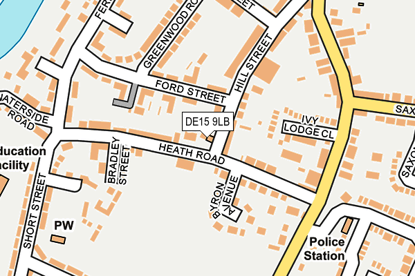 DE15 9LB map - OS OpenMap – Local (Ordnance Survey)