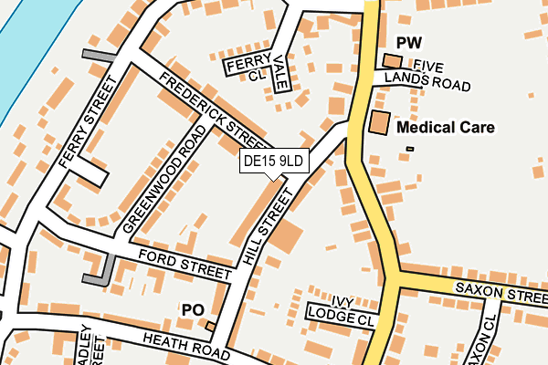 DE15 9LD map - OS OpenMap – Local (Ordnance Survey)