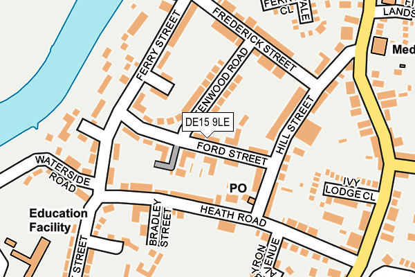 DE15 9LE map - OS OpenMap – Local (Ordnance Survey)