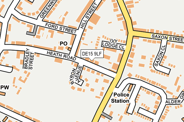 DE15 9LF map - OS OpenMap – Local (Ordnance Survey)