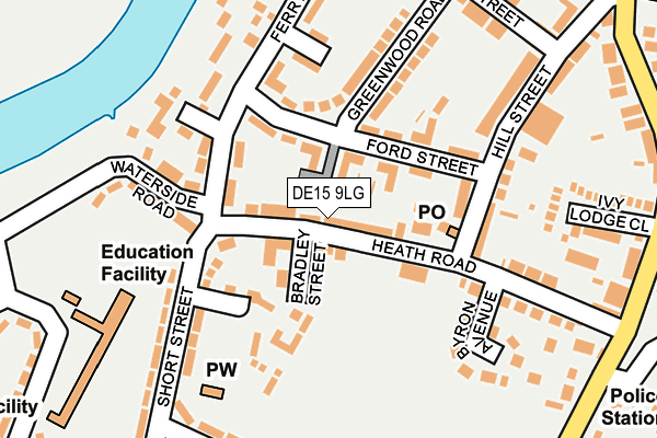 DE15 9LG map - OS OpenMap – Local (Ordnance Survey)