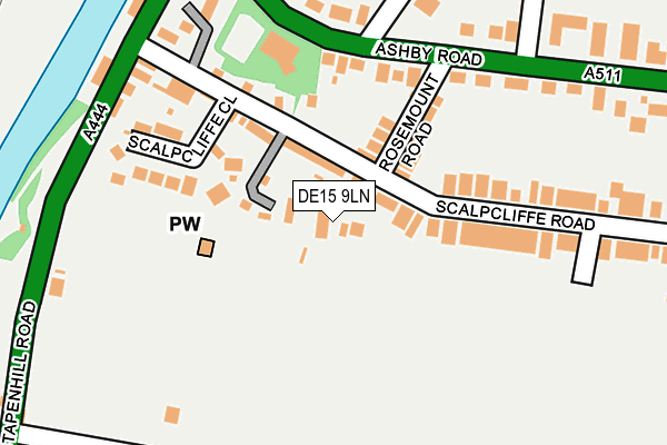 DE15 9LN map - OS OpenMap – Local (Ordnance Survey)