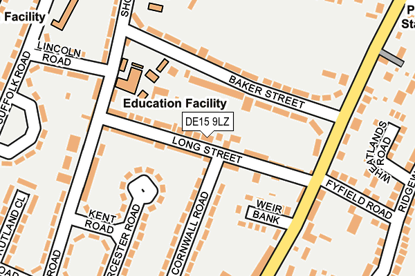 DE15 9LZ map - OS OpenMap – Local (Ordnance Survey)