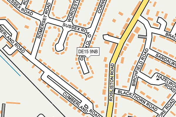 DE15 9NB map - OS OpenMap – Local (Ordnance Survey)