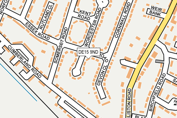DE15 9ND map - OS OpenMap – Local (Ordnance Survey)
