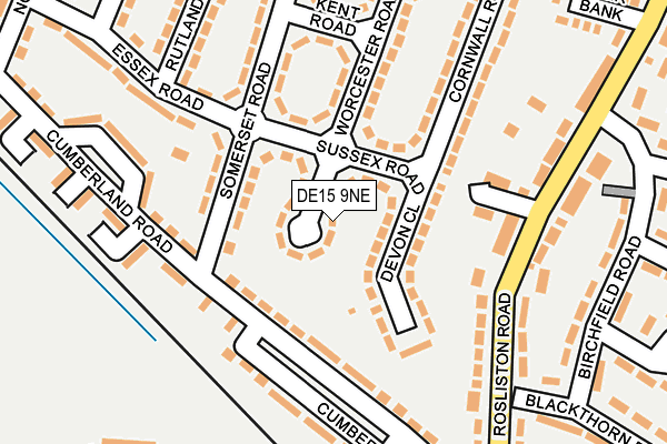 DE15 9NE map - OS OpenMap – Local (Ordnance Survey)